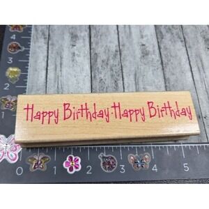 Hero Arts Long Happy Birthday H2950 Rubber Stamp Wood #N13